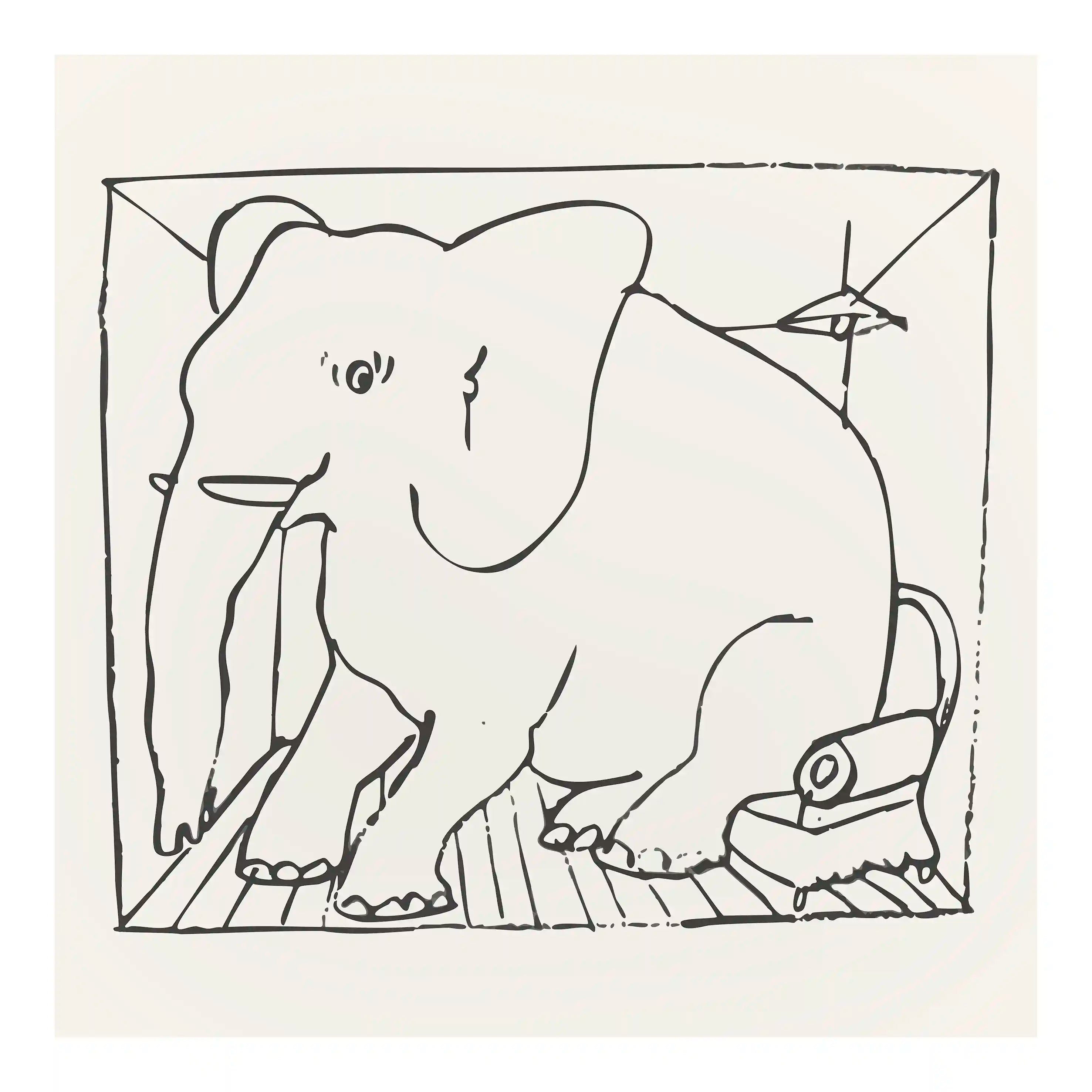 Børneplakat af Thomas Winding – en elefant i rummet, bogstaveligt talt, tegnet med kærligt glimt i øjet